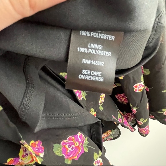 Torrid Black floral Ruffled Halter Sundress cold shoulder chiffon dress sz 30 - Picture 13 of 13